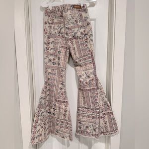 Shyanne High Rise Pink Floral Bell Bottoms.